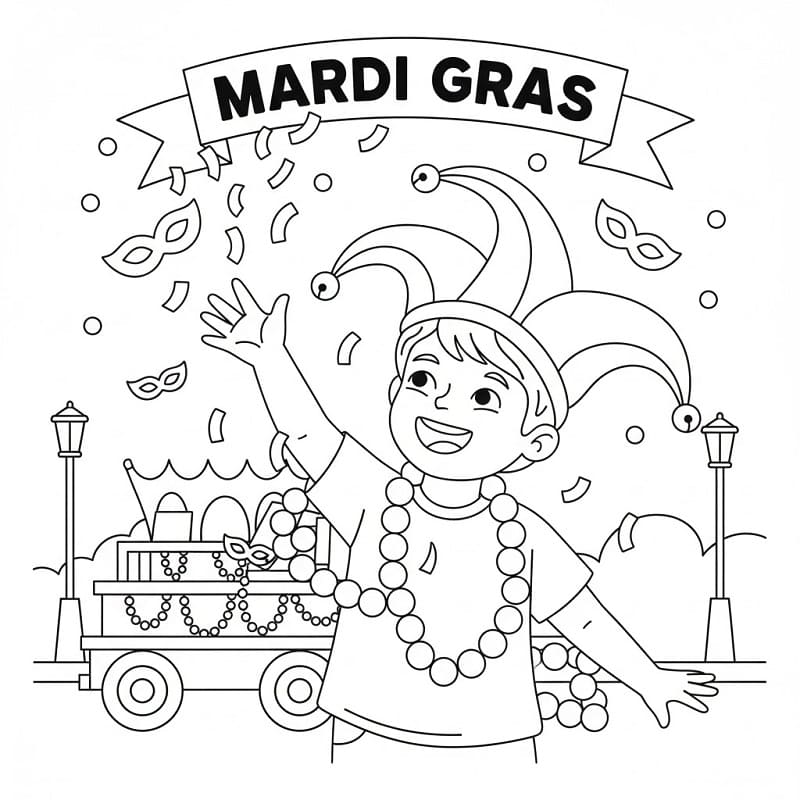 Coloriage Petit Garçon et Mardi Gras