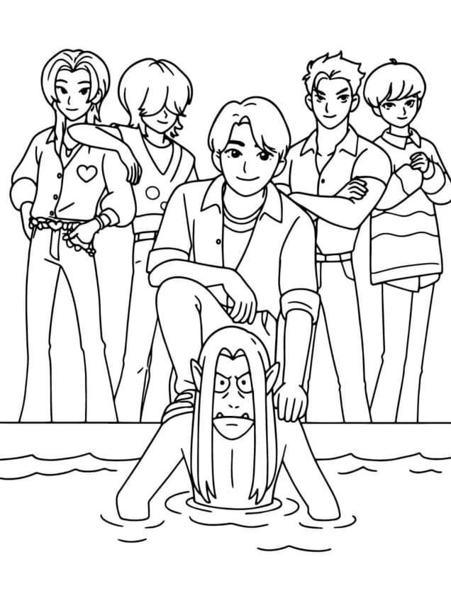 Coloriage Saja Boys Pour les Enfants de 2 Ans