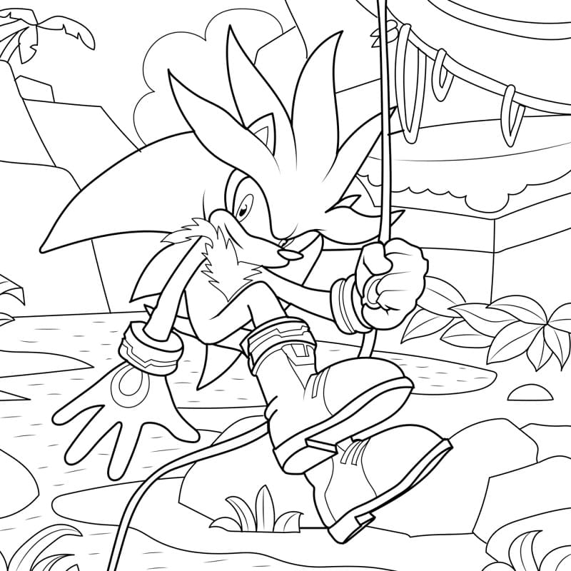 Coloriage Silver Sonic Heureux