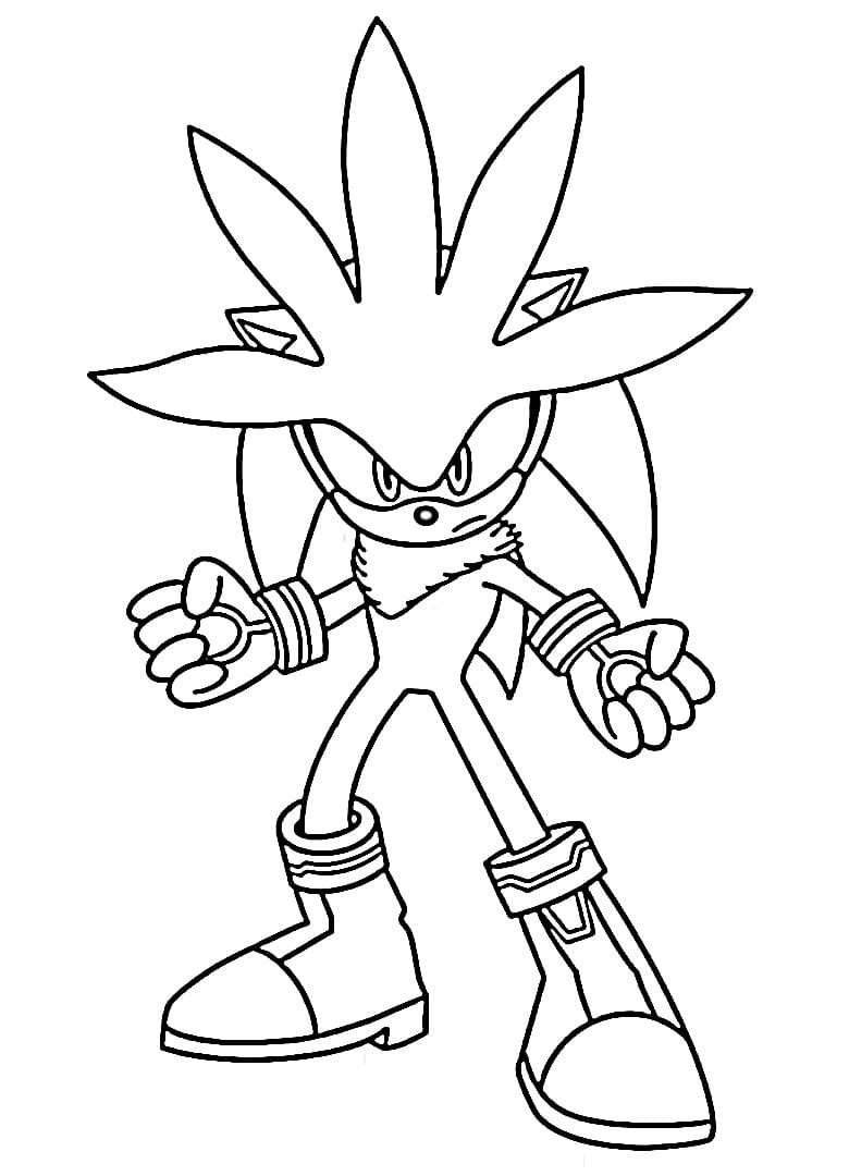 Coloriage Silver Sonic Pour les Enfants
