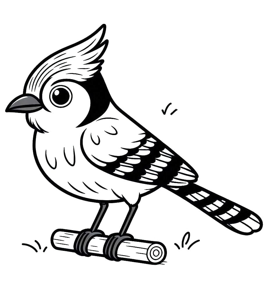 Coloriage Un Geai Bleu très Mignon