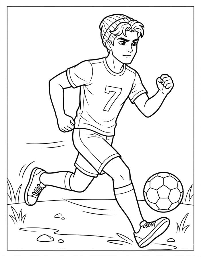 Coloriage Abby Saja joue au football
