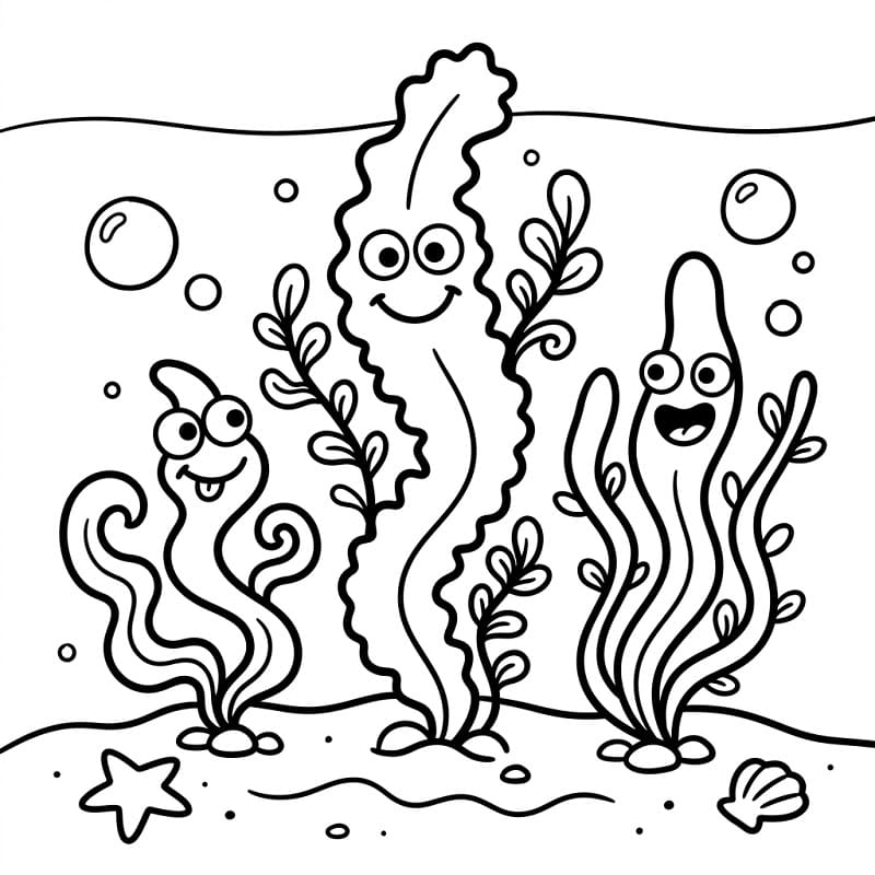 Coloriage Algues de dessin animé