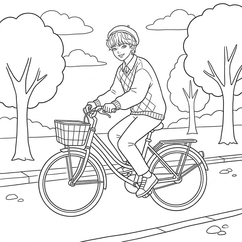 Coloriage Baby Saja à vélo