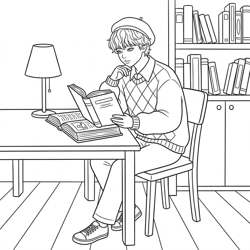 Coloriage Baby Saja lit un livre