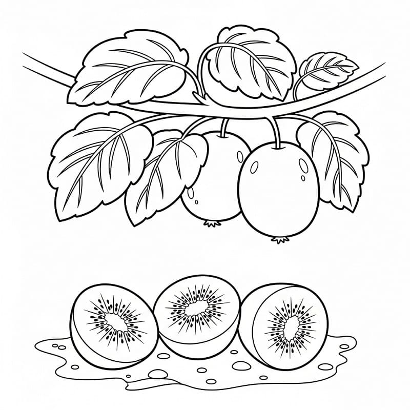 Coloriage Dessin de Kiwi Gratuit