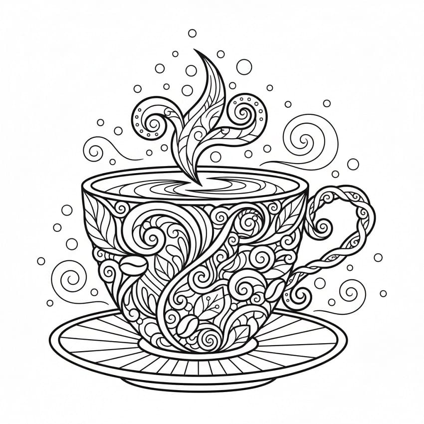 Coloriage Difficile Café