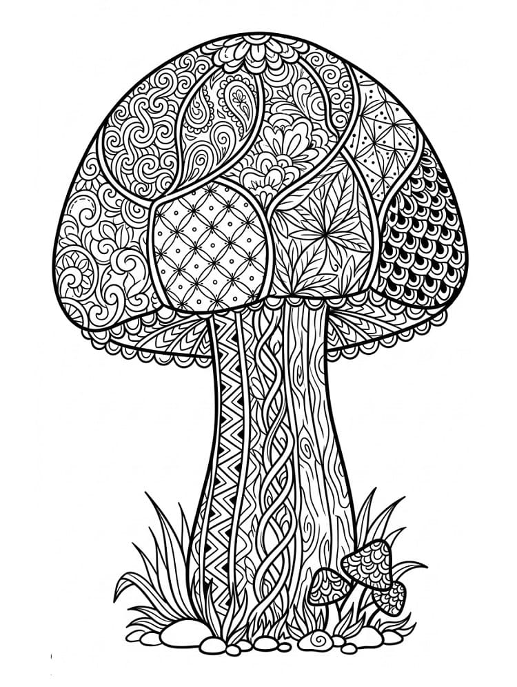 Coloriage Difficile Champignons