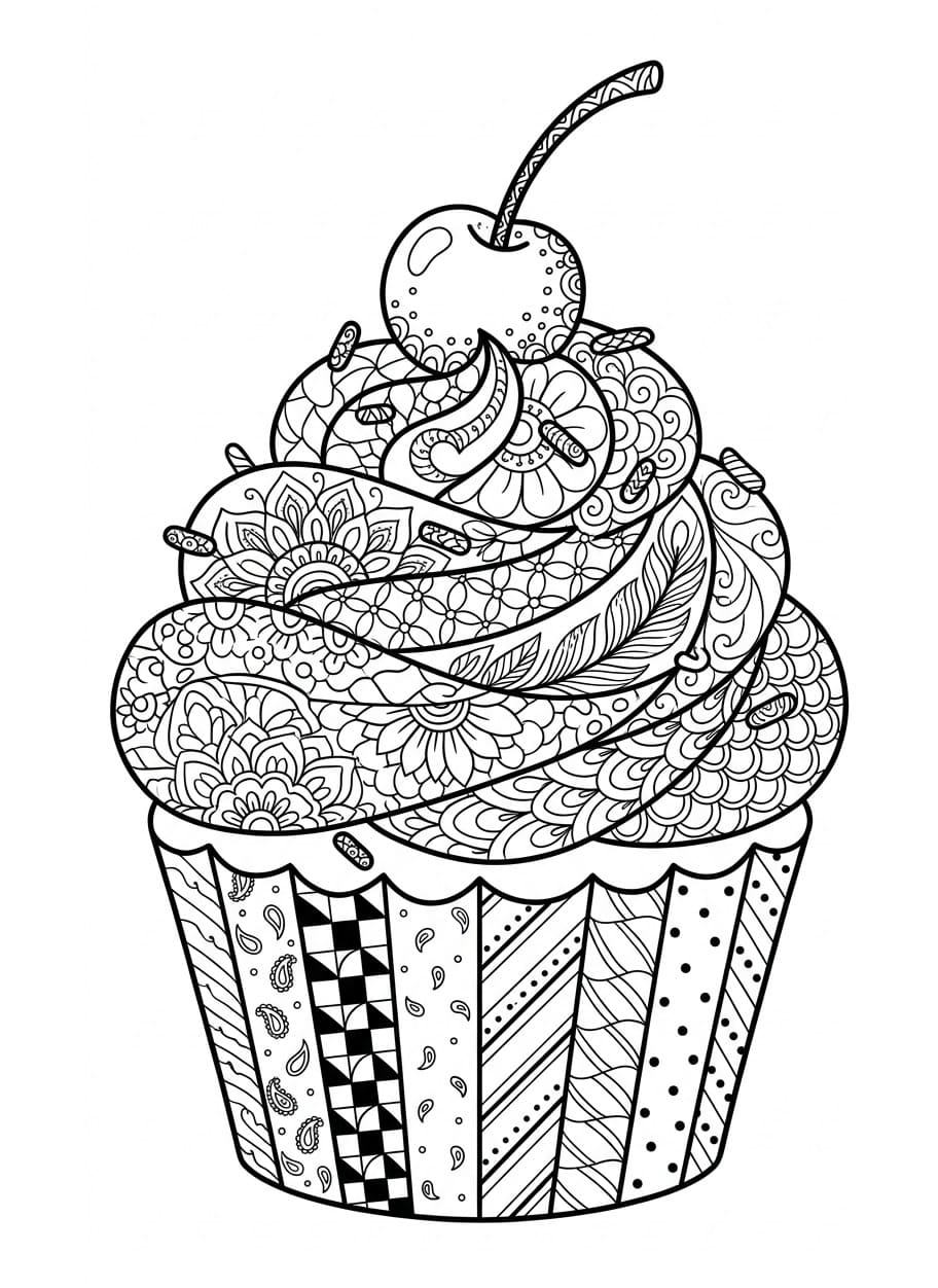Coloriage Difficile Cupcake