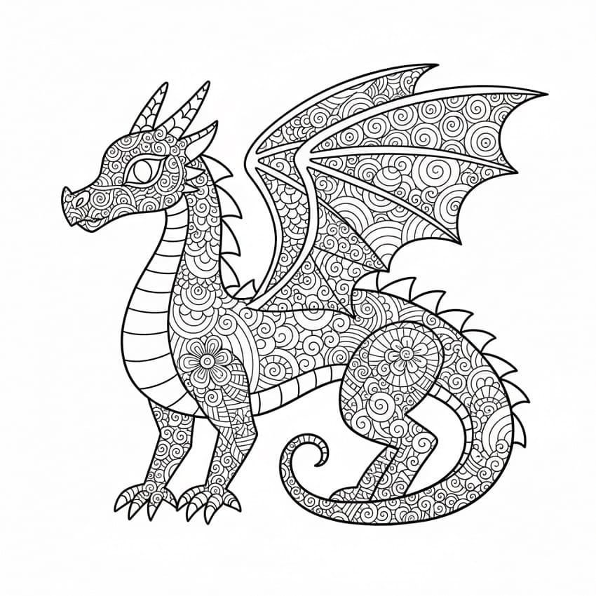 Coloriage Difficile Dragon