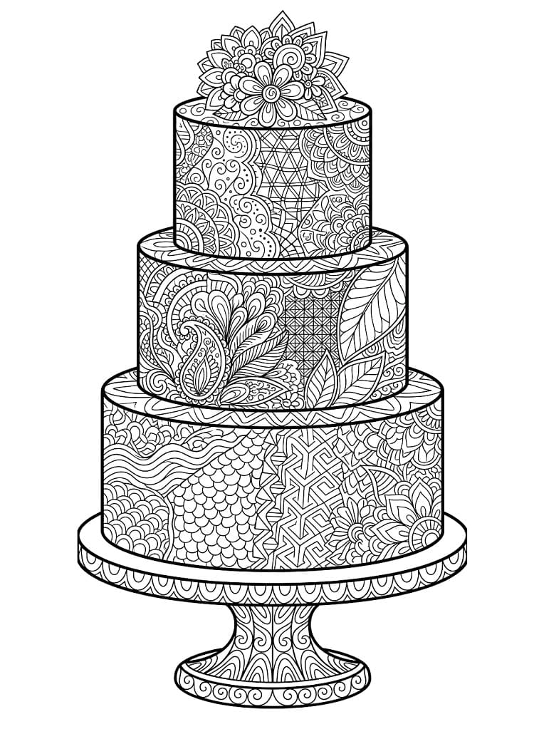 Coloriage Difficile Gâteau