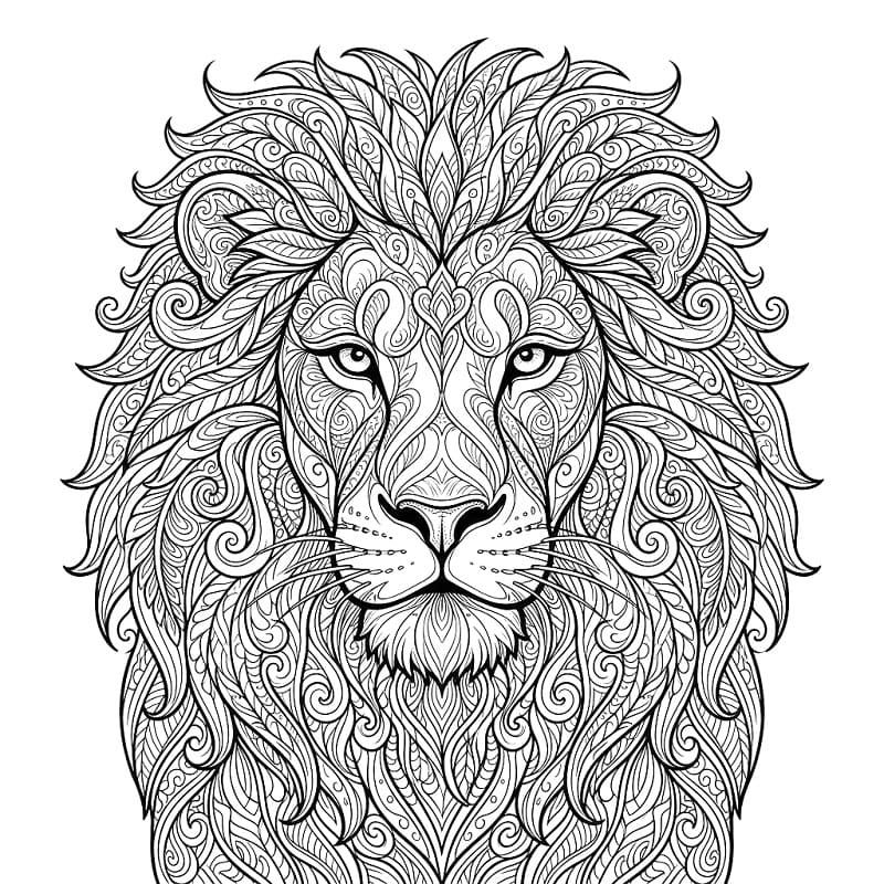 Coloriage Difficile Lion