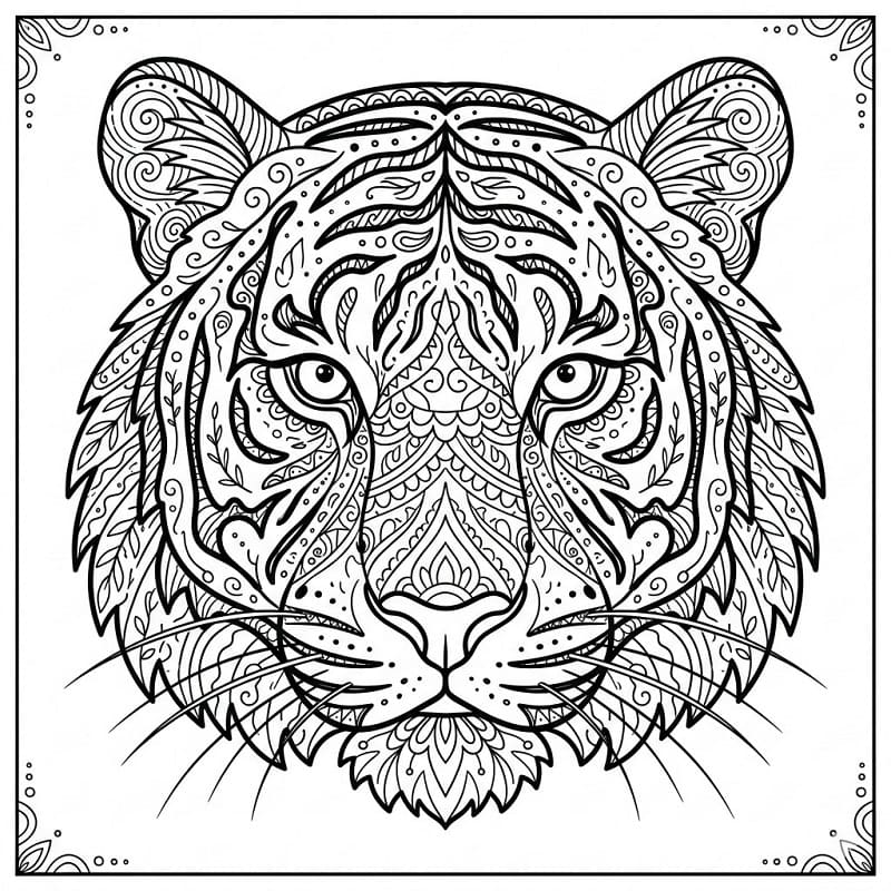 Coloriage Difficile Tigre