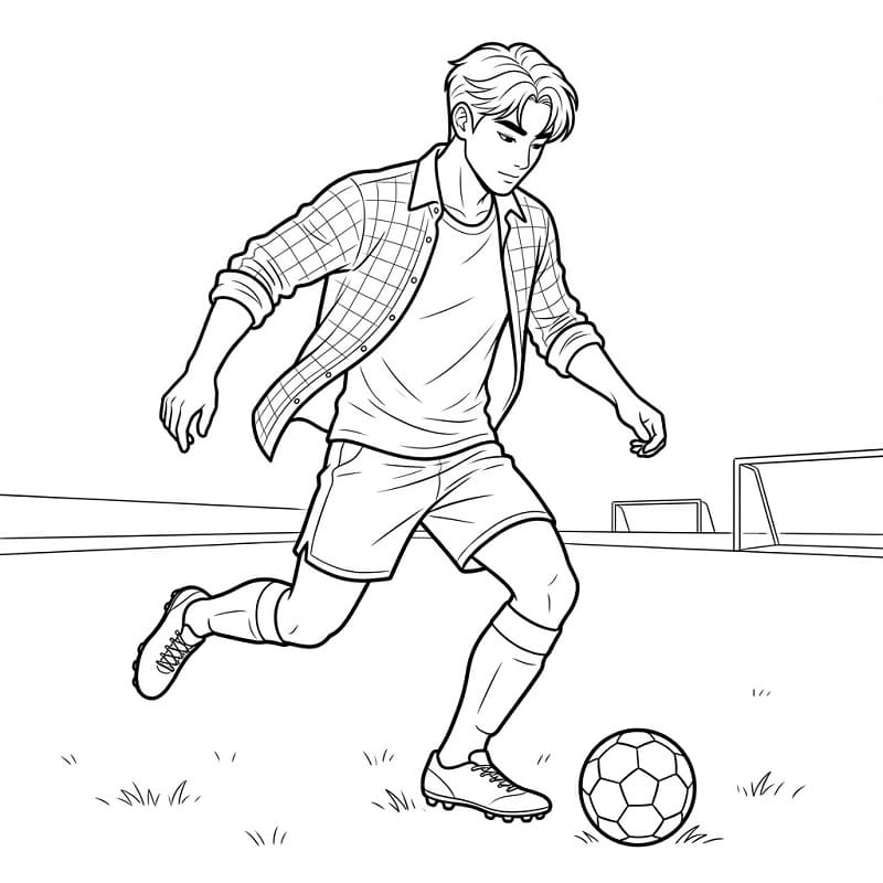 Coloriage Jinu joue au football