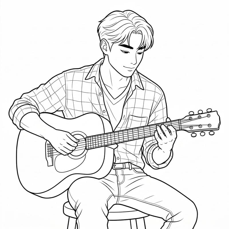 Coloriage Jinu joue de la guitare