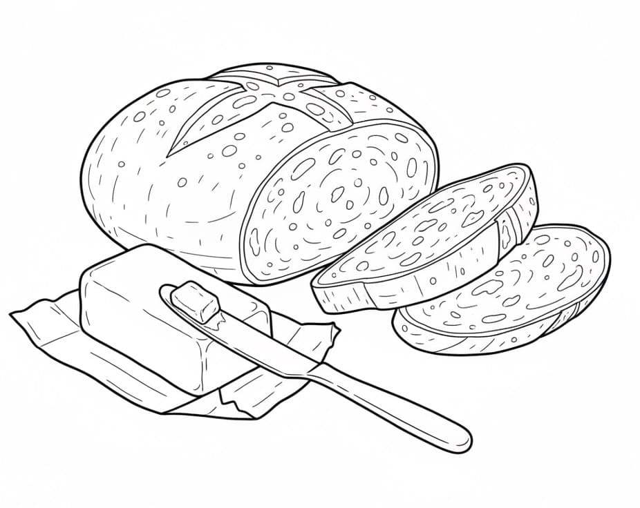 Coloriage Pain et beurre