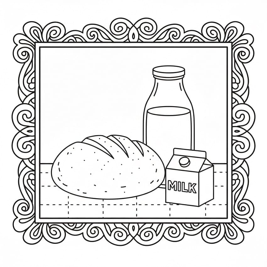 Coloriage Pain et lait