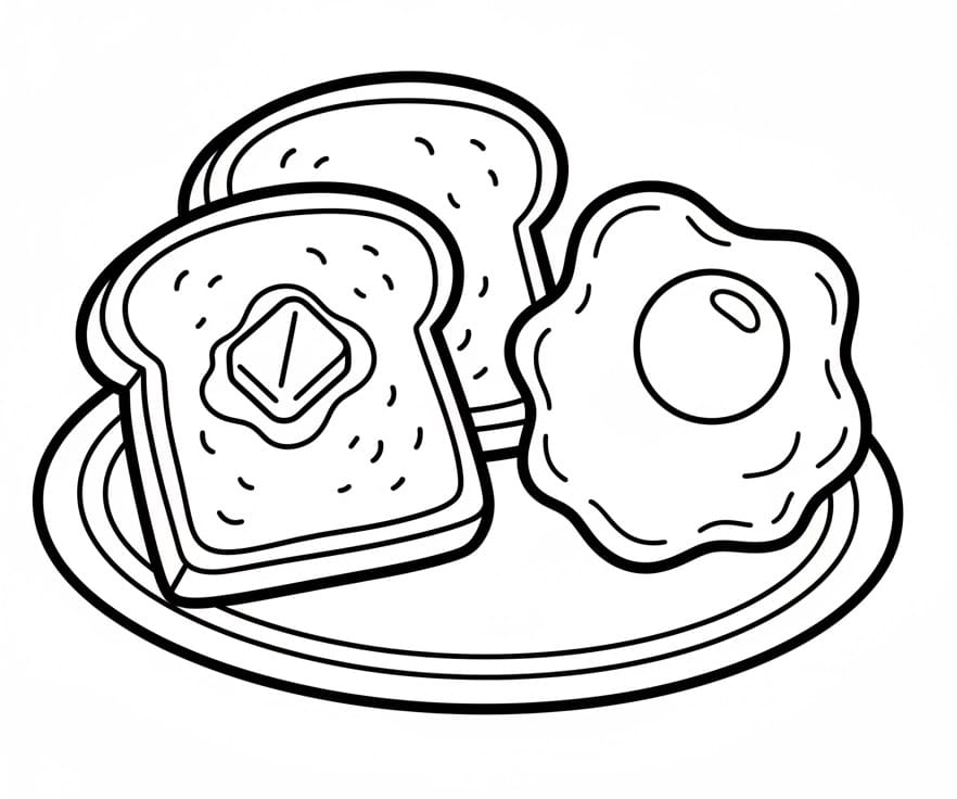 Coloriage Pain et œufs au plat