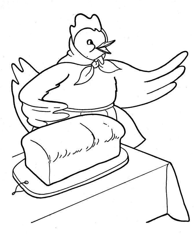 Coloriage Poule et pain