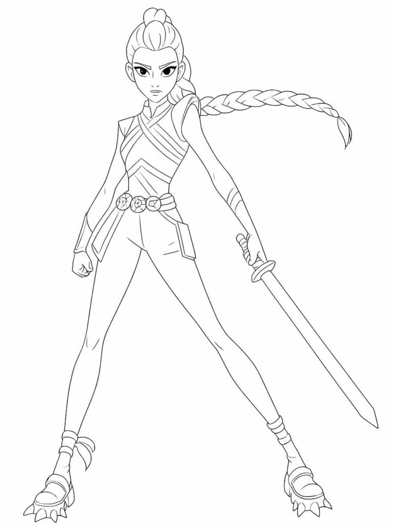 Coloriage Rumi avec une épée