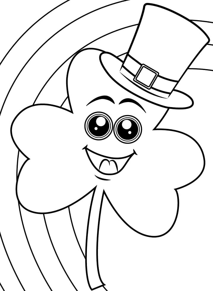 Coloriage Trèfle kawaii