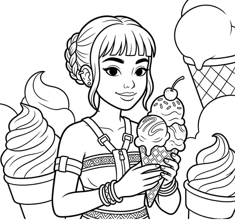 Coloriage Zoey avec de la glace