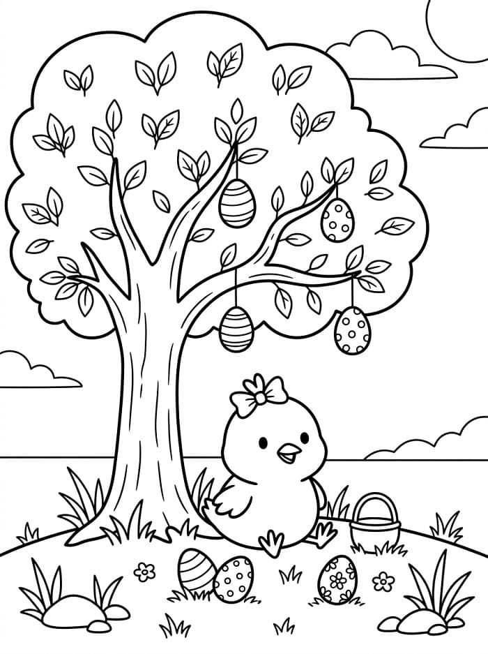 Coloriage Adorable Poussin de Pâques