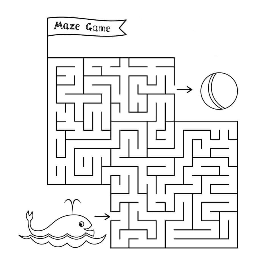Coloriage Baleine et Labyrinthe