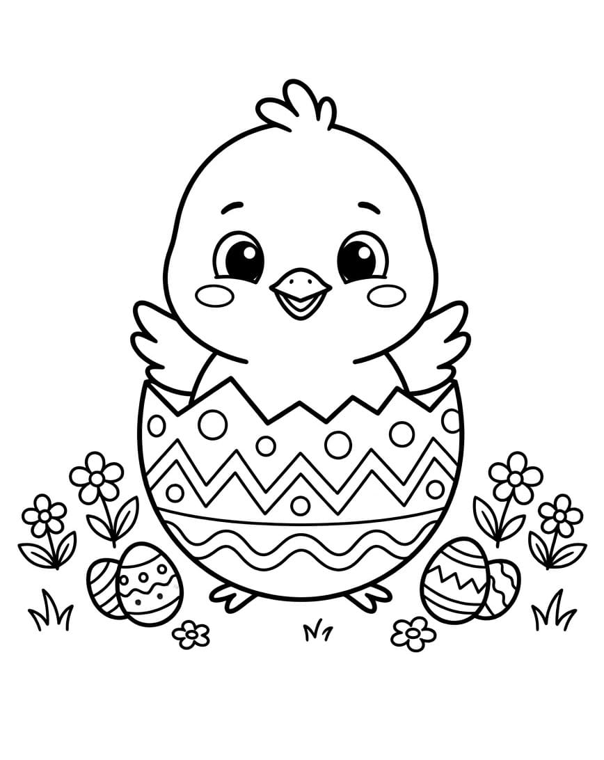 Coloriage Bébé Poussin de Pâques