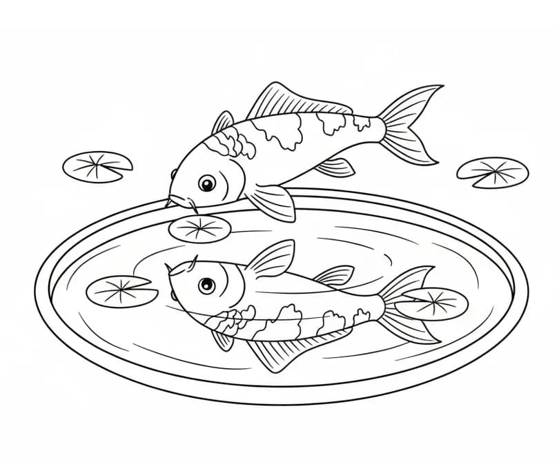 Coloriage Carpe Koi Génial