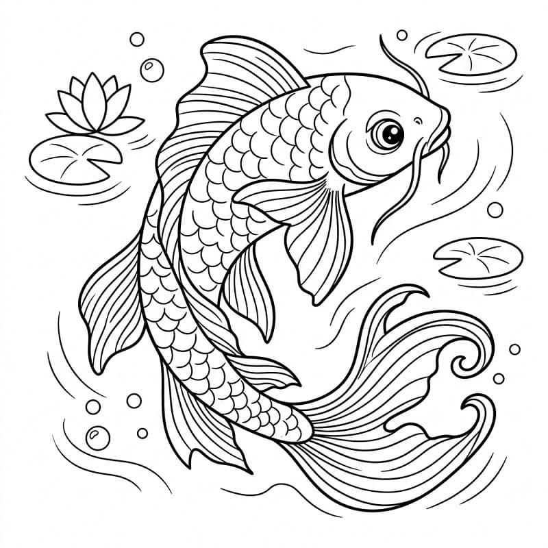Coloriage Carpe Koi Gratuit