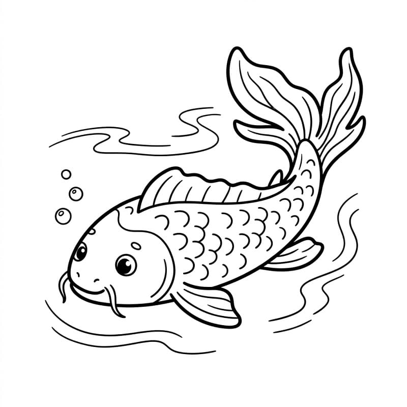 Coloriage Carpe koï heureuse