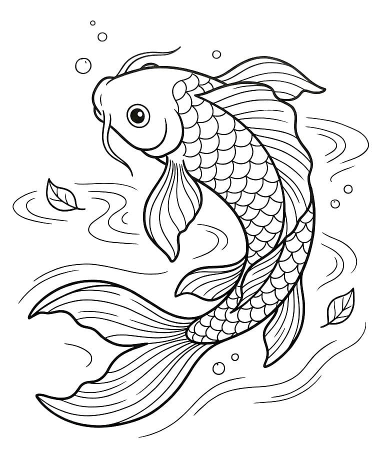 Coloriage Carpe Koi Imprimable Gratuit Pour les Enfants
