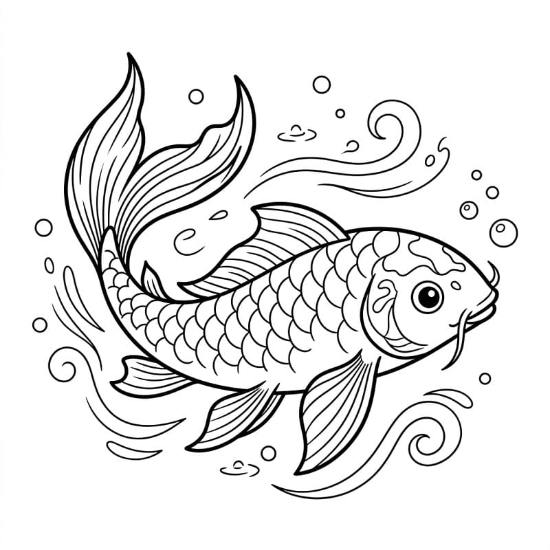 Coloriage Carpe Koi Imprimable Gratuit