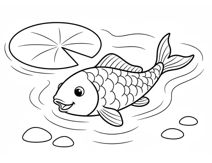 Coloriage Carpe koi mignonne