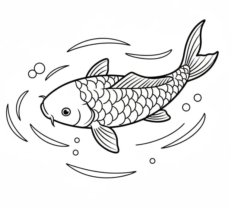 Coloriage Carpe koï qui nage