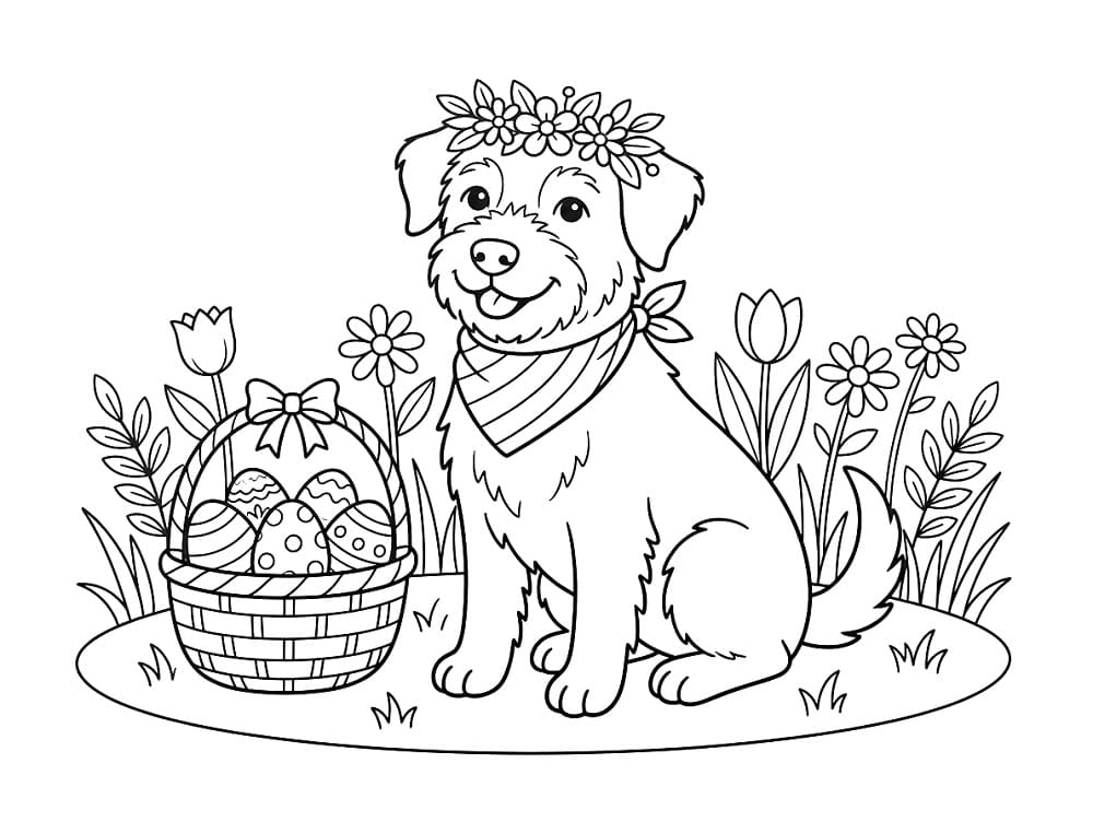 Coloriage Chien à Pâques