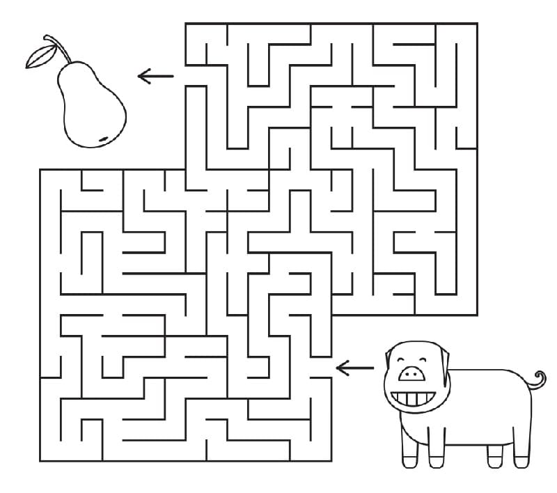 Coloriage Cochon et Labyrinthe