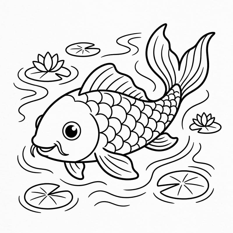 Coloriage Dessin de Carpe Koi