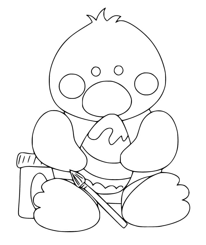 Coloriage Dessin de Poussin de Pâques Gratuit