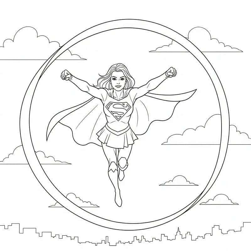 Coloriage Dessin de Supergirl Gratuit