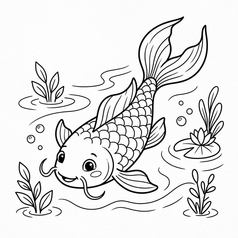 Coloriage Dessin Gratuit de Carpe Koi