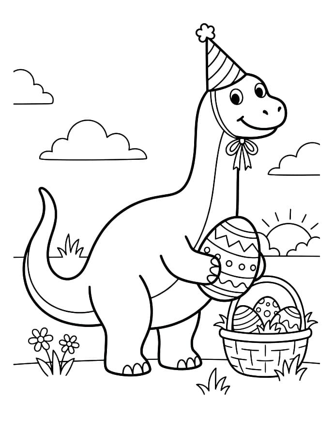 Coloriage Dinosaure à Pâques