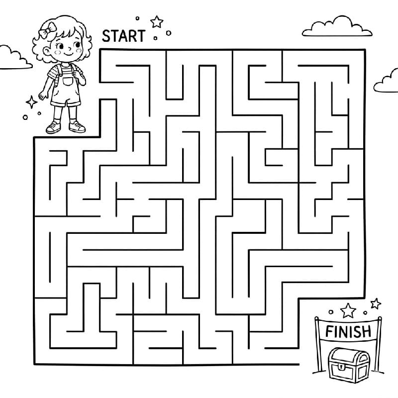 Coloriage Fille et Labyrinthe