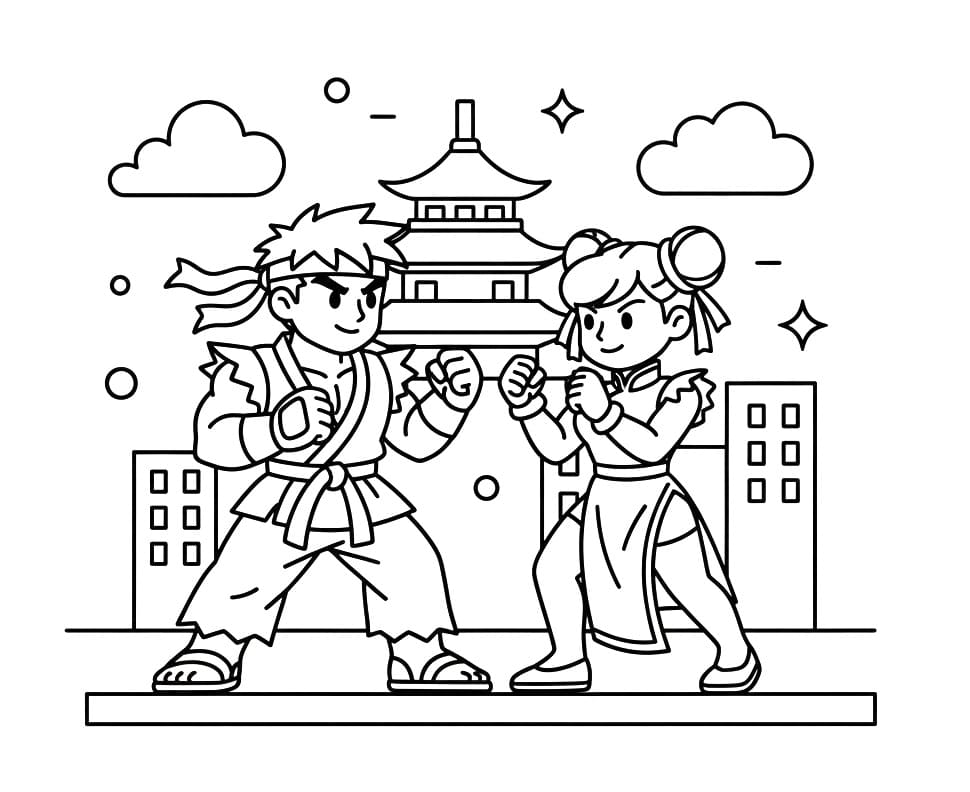 Coloriage Gratuit Street Fighter Pour les Enfants