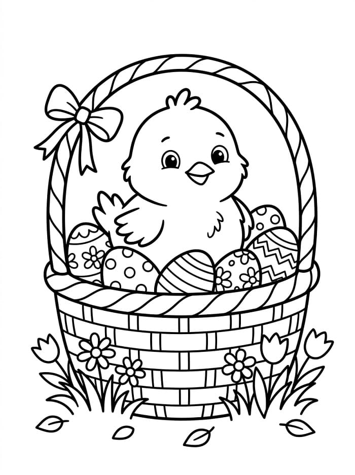 Coloriage Joli Poussin de Pâques