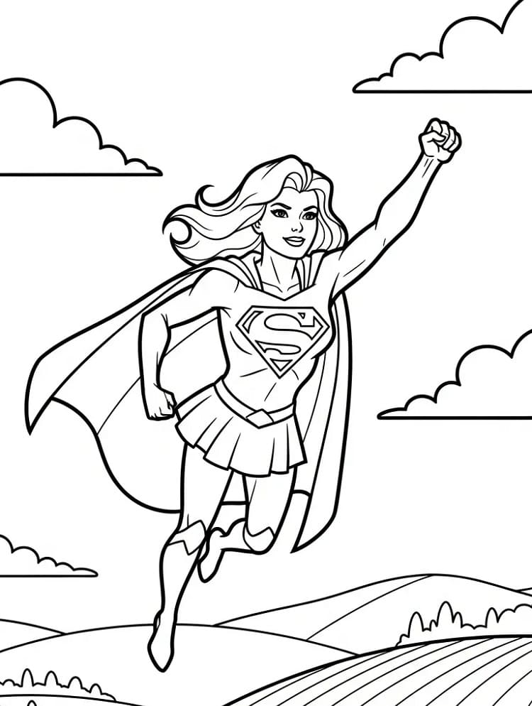 Coloriage Jolie Supergirl