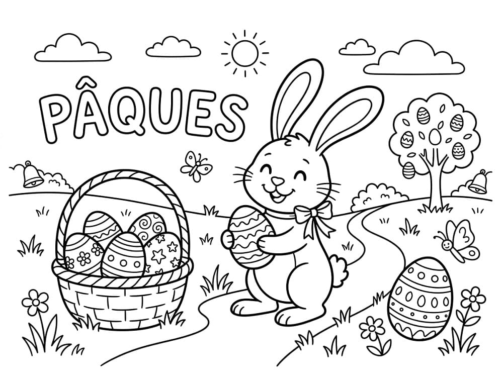 Coloriage Joyeuses fêtes de Pâques