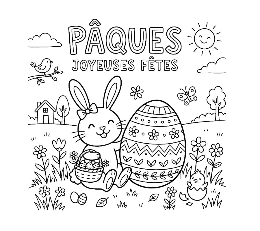 Coloriage Joyeuses Pâques