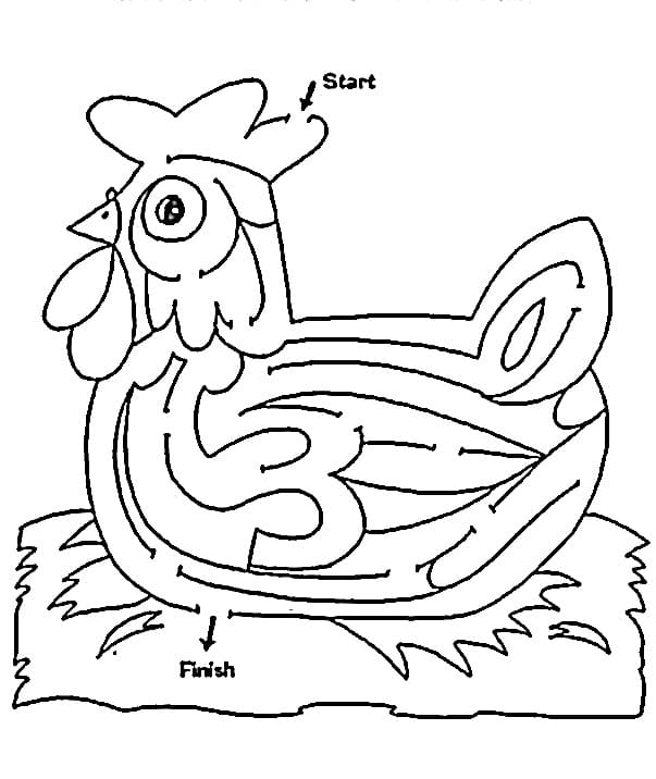 Coloriage Le labyrinthe du poulet
